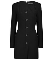  2021 DAVID KOMA BLACK WOOL LADY MINI ONE-PIECE DRESS