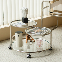 Nordic Net Red Ultra White Glass Small Tea Table Art Creative Light Luxury Furniture Removable Small Stroller Like Board Room Decoration