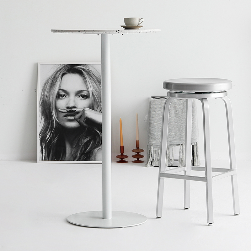 Aluminum alloy round bar Stool Metal Bar Chair High Footstool Modern Minimalist home bar Bench American Industrial Wind Stools