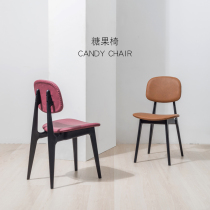 Nordic leather soft bag dining chair thickened plastic backrest chair Simple modern home dining table chair Coffee lounge chair