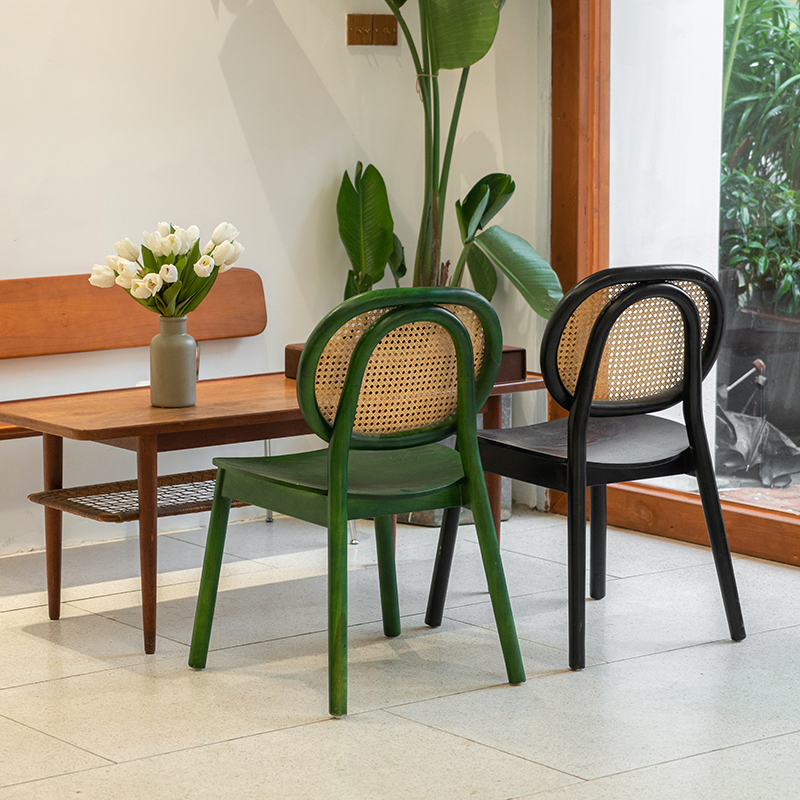 Solid wood dining chair Japanese vine choreography backchair household light luxury renaissance bookroom chair designer accommodation chair