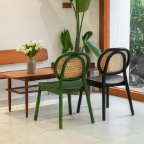 Solid wood dining chair Japanese style rattan with back chair Home light lavish minimalist around retro book room chair designer Minjuku Coffee chair