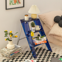 Multifunction Home Ladder Folding Ladder Nordic Indoor Flower Shelf Herringbone Ladder Three-step Transparent Acrylic Portable Ladder