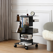 Nordic Iron Art Creative Mobile Shelve With Wheels Stainless Steel Floor Industrial Wind Bookshelves Living-room Office Reception