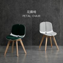 Nordic dining chair Creative cushion Solid wood backrest chair Simple home dining table leisure chair Net Red dressing makeup chair