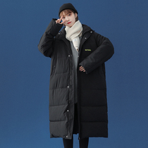 Tide brand down cotton jacket women 2021 Winter new long knee cotton coat large size thick student sweet coat