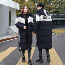Winter new men and women couples cotton-padded clothes long knee down down cotton clothes large size cotton-padded jacket students thick coat tide