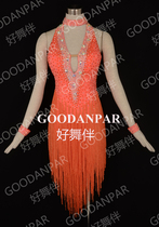Adult new Latin dance skirt tassel national standard dance ballroom dance dance skirt cha cha dance performance practice uniform neck sleeveless