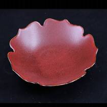 Shanyuan Japanese ceramic tableware salad plate red glaze plate lace plate Japanese cuisine utensils hotel special tableware