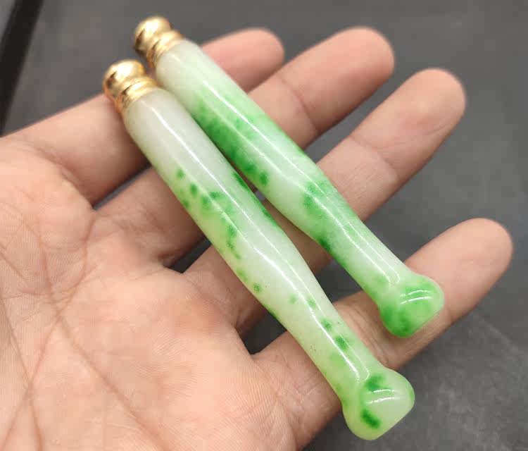 товар из китая 古玩杂项仿古老翡翠烟嘴 烟具 冰糯种飘阳绿带过滤嘴翡翠玉石烟嘴