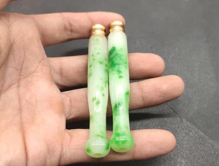 товар из китая 古玩杂项仿古老翡翠烟嘴 烟具 冰糯种飘阳绿带过滤嘴翡翠玉石烟嘴