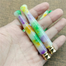 Мундштук 古玩杂项仿古老翡翠烟嘴 烟具 带过滤嘴三色翡翠烟嘴 玉石烟嘴