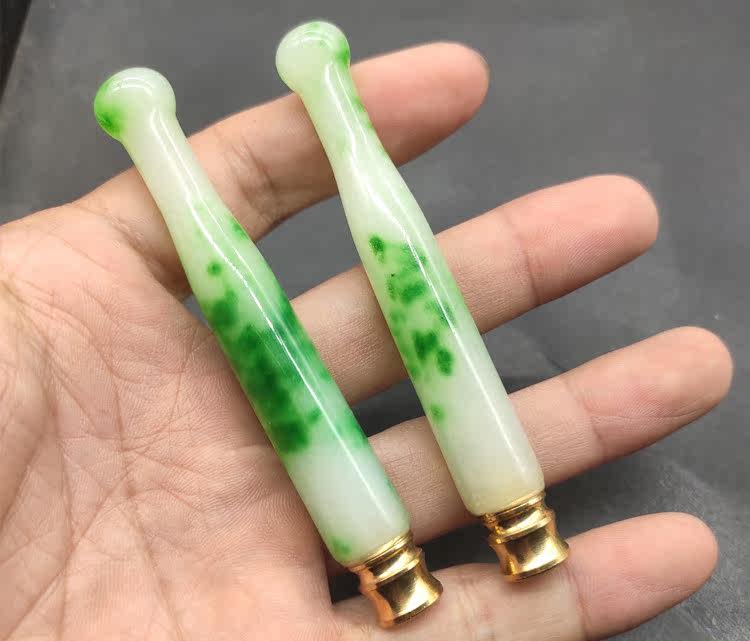товар из китая 古玩杂项仿古老翡翠烟嘴 烟具 冰糯种飘阳绿带过滤嘴翡翠玉石烟嘴