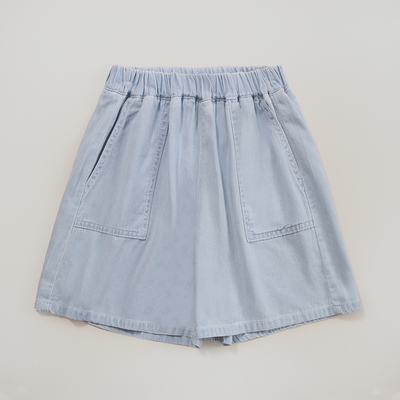 Soft Girls' Lyocell Cotton-Feel Denim Shorts, Loose Thin Denim Mid-Length Pants, 2026 Summer Style, Casual Pants for Older Children — 2