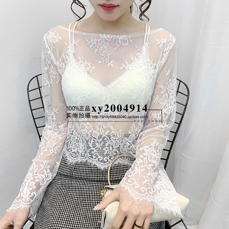 Versatile Off-The-Shoulder Bell-Sleeve Top; Lace Eyelash Base Shirt for Women, New Pullover Bell-Sleeve Base Shirt, Trendy Versatile Off-The-Shoulder Bell-Sleeve Top; Lace Eyelash Base Shirt for Women, New Pullover Bell-Sleeve Base Shirt, Trendy