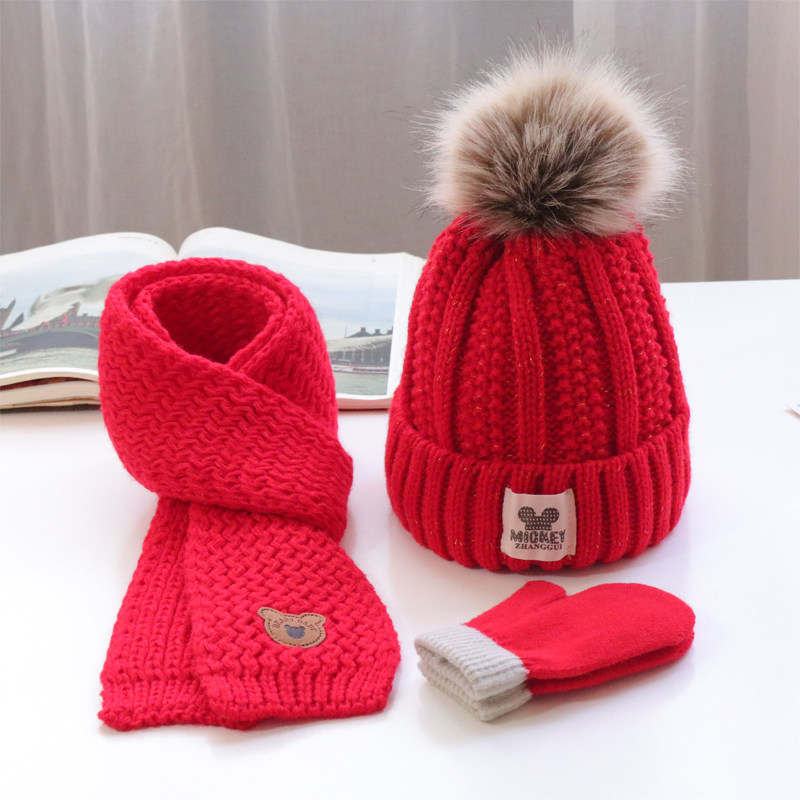 Autumn Winter Baby Gush Hat Son Boy Warm Knit Hat Little Girl Cute Princess Casual Hair Thread Sleeve Head Cap