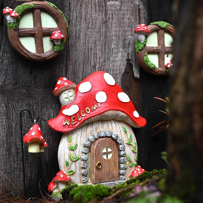 Creative New Mushroom Door and Window Outdoor Garden Decoration Pendant, Creative Garden Courtyard Villa Big Tree Decoration Creative New Mushroom Door and Window Outdoor Garden Decoration Pendant, Creative Garden Courtyard Villa Big Tree Decoration