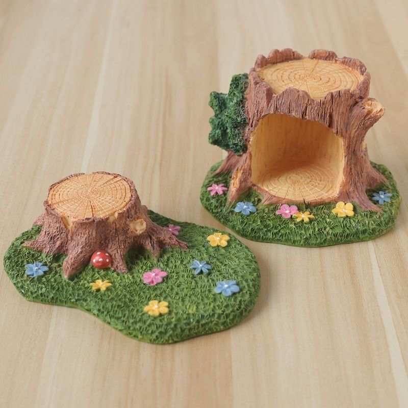 Creative Micro-Landscape Pastoral Tree Hole Mushroom Tree Stump Grass Stool Tabletop Small Ornaments Decoration Photo Props