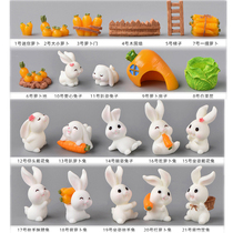 Cartoon Little White Rabbit Doll 12 Zodiac Toys Creative Gift Moss Micro Landscape Decoration Baked Cake Ornaments