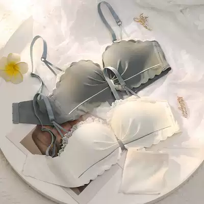 Strapless underwear women's summer thin girl seamless small chest flat chest special text bra set