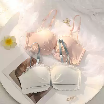 Underwear female girl thin model gathered without trace no steel ring small chest flat chest special pen bra set for summer