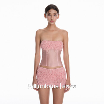 Lotus's million's pink vacation ດອກກຸຫຼາບສາມມິຕິດ້ານເທິງແລະກະໂປງຊຸດສອງສ່ວນ