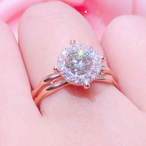 18K Platinum group inlaid diamond ring with large 50 Sub-diamond female ring 1 carat diamond ring double-row bamboo festival color-color drill ring