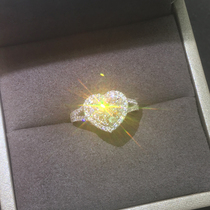 White 18K gold luxury group inlaid with 1 carat heart shaped diamond ring wedding ring custom GIA diamond female ring 50 points