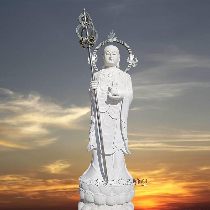 Stone carving Tibetan Buddha King Hanbaiyu standing statue for the temple garden Buddha statue large Bodhisattva sculpture temple decoration people