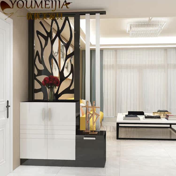 Painted porch cabinet living room compartment cabinet door shoe cabinet multi-functional hall cabinet simple modern hollow partition screen