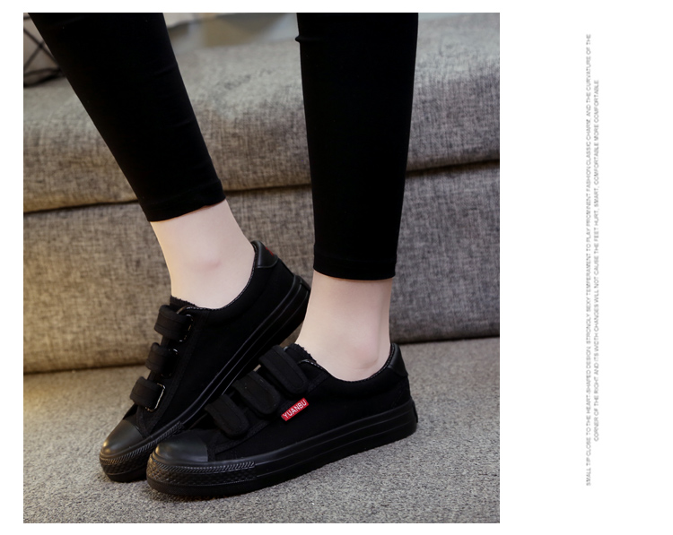 Các mẫu mùa xuân và mùa hè toàn màu đen thấp để giúp giày vải Velcro hoạt động shop giày sneaker
