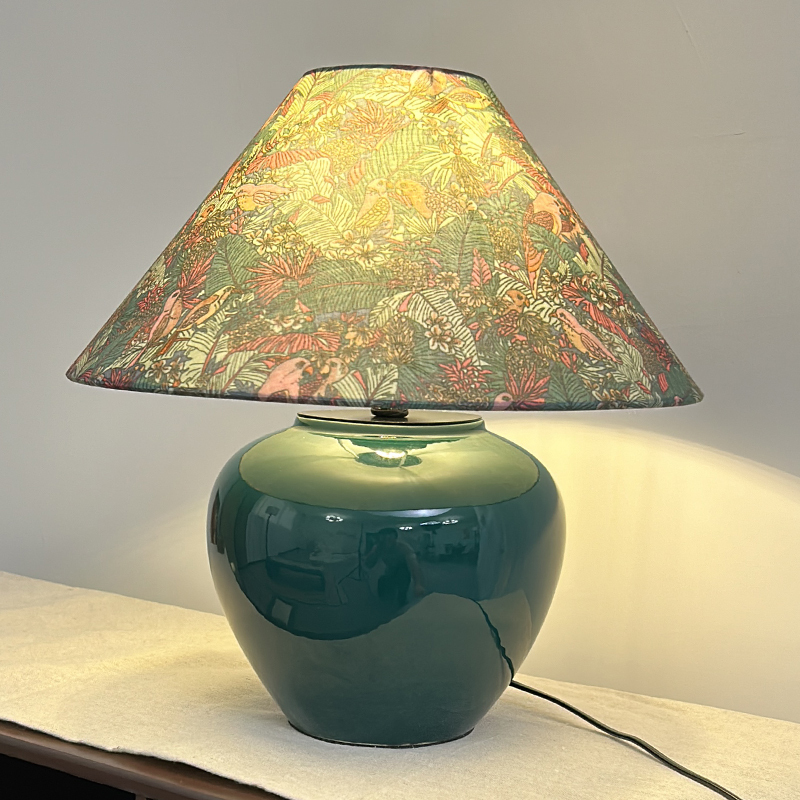 Wabi-Sabi Style Table Lamp, Ceramic Jar Ornament, New Chinese-Style Ceramic Table Lamp for Living Room, Bedroom, Hotel Bedside, Nostalgic Homestay Lighting