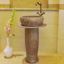 Jingdezhen retro art vertical column basin Ceramic column wash basin