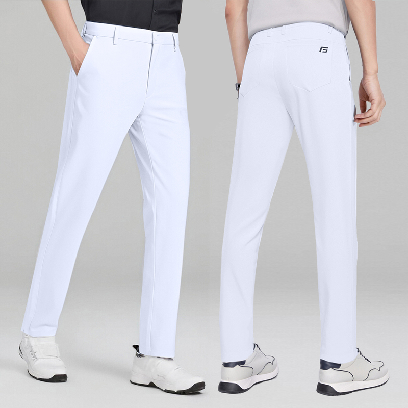 Men's Golf Pants Summer Spring and Autumn Trousers Men's Golf Pants Quick-Drying High Elasticity Sports Pants White Non-See-Through