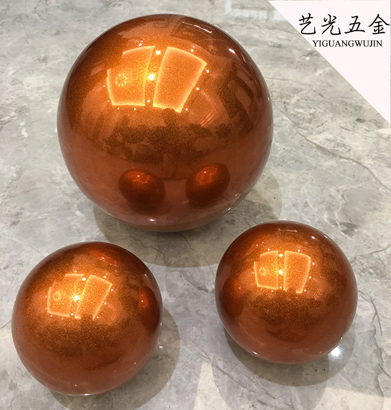 Orange round ball stainless steel hollow ball metal ball swing piece shop window exhibition stage hanging decorative ball color round ball