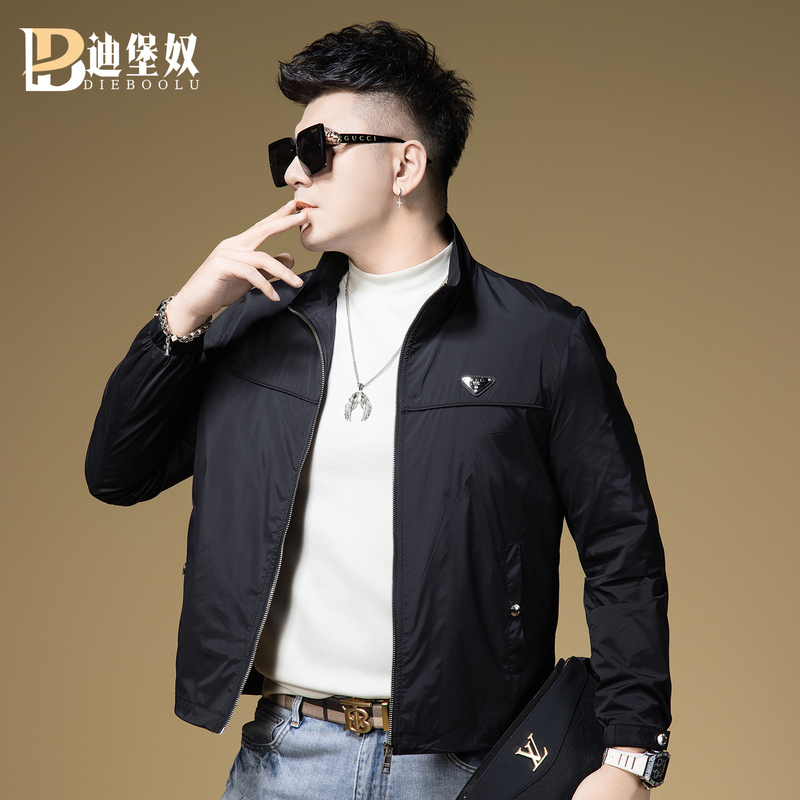 European Station 2026 Spring and Autumn New Trendy Badge Stand-Up Collar Jacket Men's High-End Fashion Brand Men's Simple Top