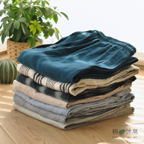 Quality Praise Summer Slim Pure Cotton Ultra Soft Double Yarn Combed Full Cotton Mens Home Long Sleep Pants Mosquito-Proof Air Conditioning Pants