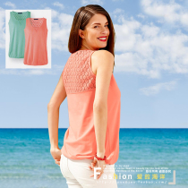 Original single pure cotton lace hollowed-out vest sleeveless T-shirt loose lady Summer with fat people to step up plus fertilizer