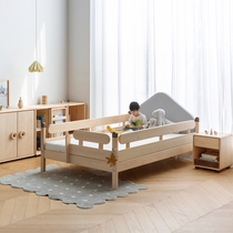 Upper shaped child in the growing wooden house low bed optional guardrail high low bed full solid wood soft bag environmentally friendly childrens bed