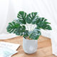 Nordic Artificial Plant Pot with Monstera Leaves, Artificial Plant Potted Plant, Home Tv Cabinet Desktop Decoration, Cement Bonsai