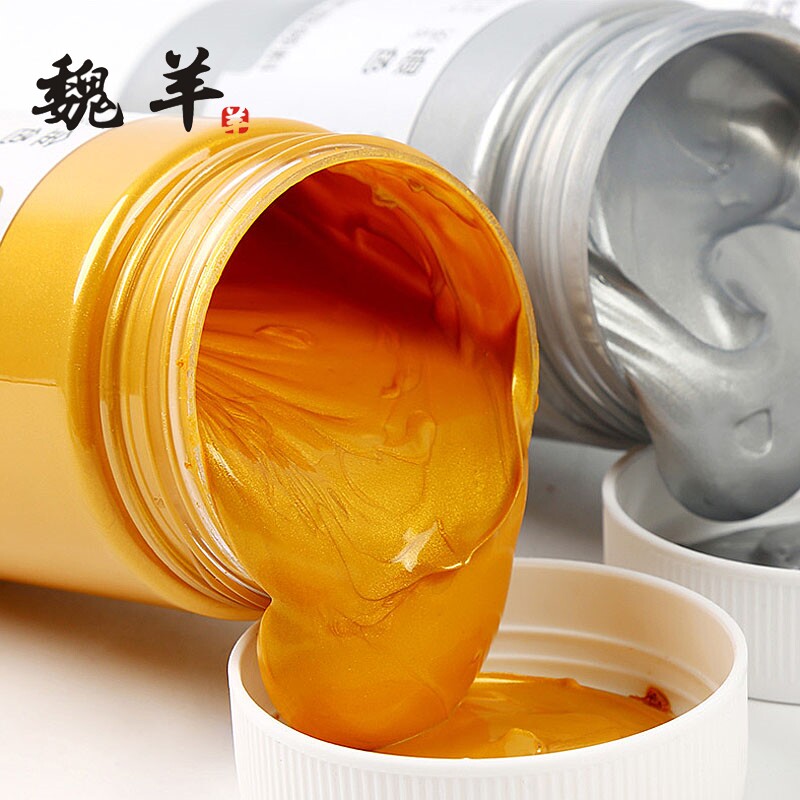 Large barrel wall painting special waterproof acrylic paint gold and silver metal color temple Buddha light hand-painted beginner paint DIY