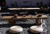 Qingquan ancient art dead wood tea tray outdoor balcony courtyard log tea table wooden table tea room rectangular root carving tea table