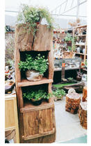 Solid wood bookcase bookshelf indoor log rack Chinese retro folk tea cabinet tea room household special-shaped lockers