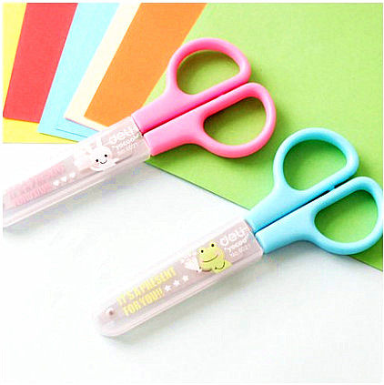 Right-hand Deli Student Safety Handmade Scissors 6021 Children Safety Diy Cute Cartoon Beauty Work Scissors
