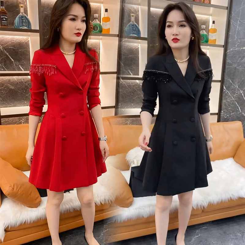 2026 Spring New Style Trench Coat Dress Korean Fashion Slimming Socialite Style Versatile Autumn and Winter Base Dress for Women