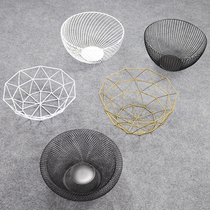Nordic simple wrought iron fruit basket living room fruit plate home creative drain basket modern fruit pot hollow zero food plate