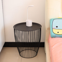 ins Nordic wrought iron bedside table minimalist golden table bedroom personality creative space small coffee table