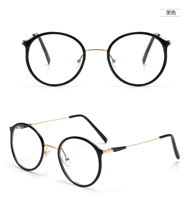 Kính tròn retro mới dành cho nữ siêu nhẹ kính gọng phiên bản Hàn Quốc của khung nhỏ màu đen tươi với miếng đệm mũi có thể được trang bị cận thị mat kinh hang hieu