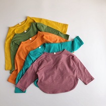 And classic not too much ~ soft waxy wild Korean Children Baby solid color loose round pendulum long sleeve T-shirt 2020 Spring