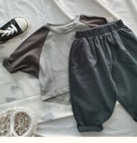 Light and thin literary style ~ Super practical Korean Children Baby Cotton linen solid color loose casual big pp radish pants